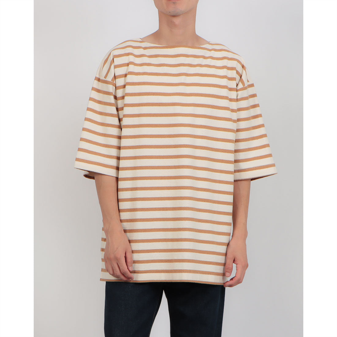 アンダイドスタンダード UNDYED STANDARD UNDYED STANDARD アンダイドスタンダードTERRA BORDAR S/S Tee テラボーダーショートスリーブT USN24SLS089 （ホワイト×タン） ホワイト×タン