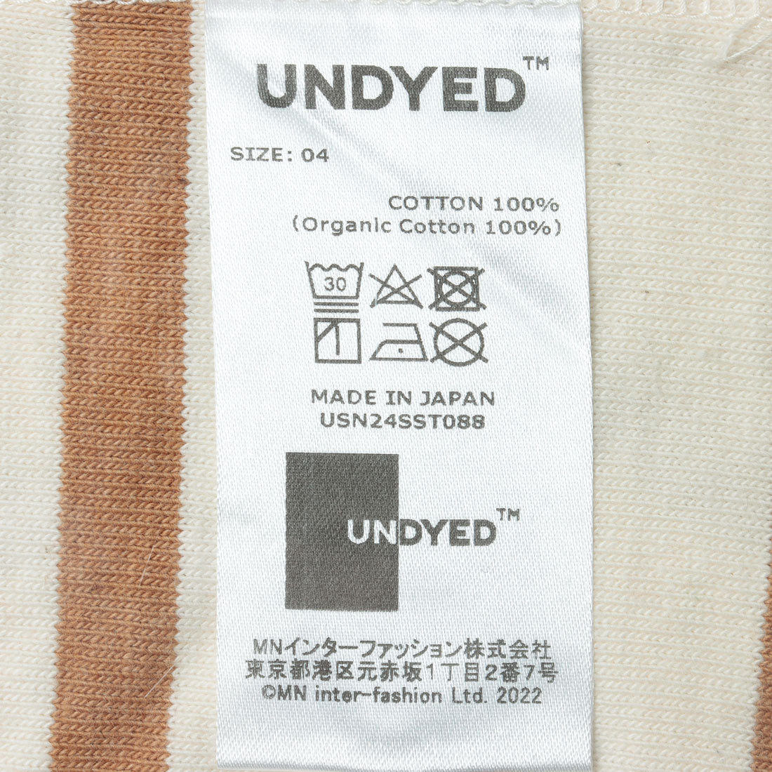 アンダイドスタンダード UNDYED STANDARD UNDYED STANDARD アンダイドスタンダードTERRA BORDAR S/S Tee テラボーダーショートスリーブT USN24SLS090 （ホワイト×タン） ホワイト×タン