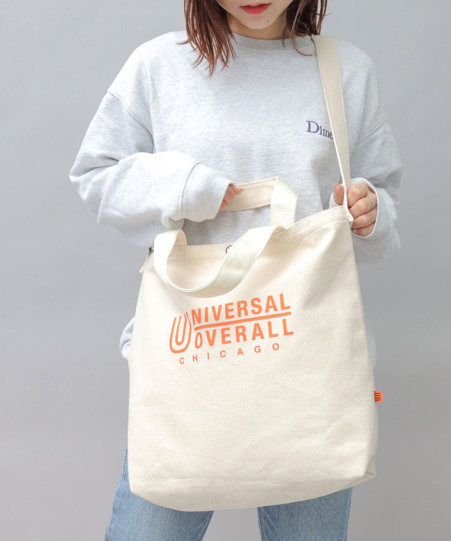 ユニバーサルオーバーオール UNIVERSAL OVERALL 2WAY キャンバス ショルダートートバッグ トートバッグ ショルダーバッグ スーベニアコットン,ホワイト-A(オレンジロゴ)