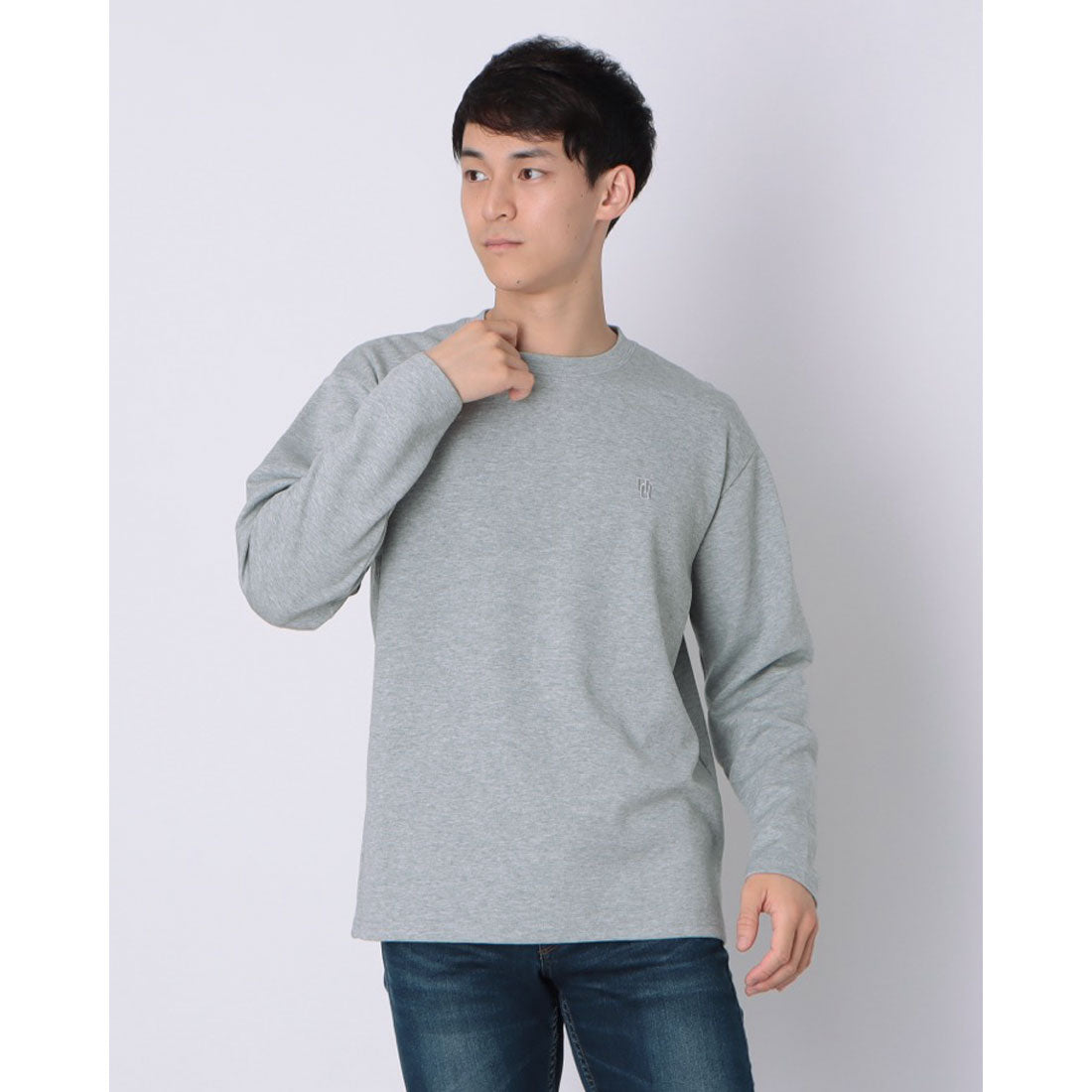 ユニバーサルオーバーオール UNIVERSAL OVERALL 【UNIVERSAL OVERALL】別注 リラックスフィット 刺繍 ポンチロングスリーブTシャツ （杢グレー） 杢グレー