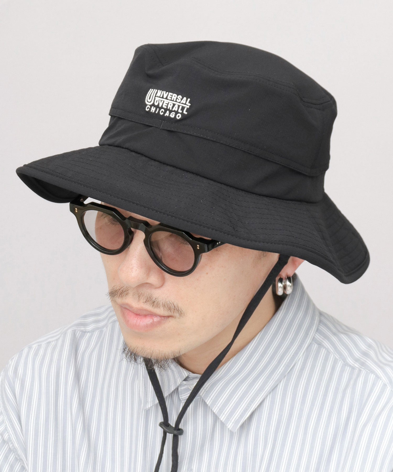 ユニバーサルオーバーオール UNIVERSAL OVERALL 非フッ素撥水加工 ストレッチナイロン アドベンチャーハット （ブラック） ブラック