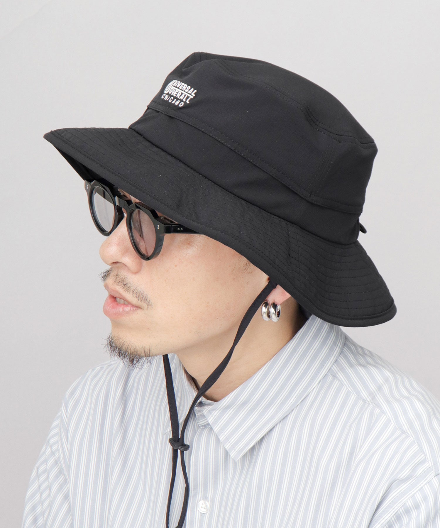 ユニバーサルオーバーオール UNIVERSAL OVERALL 非フッ素撥水加工 ストレッチナイロン アドベンチャーハット （ブラック） ブラック
