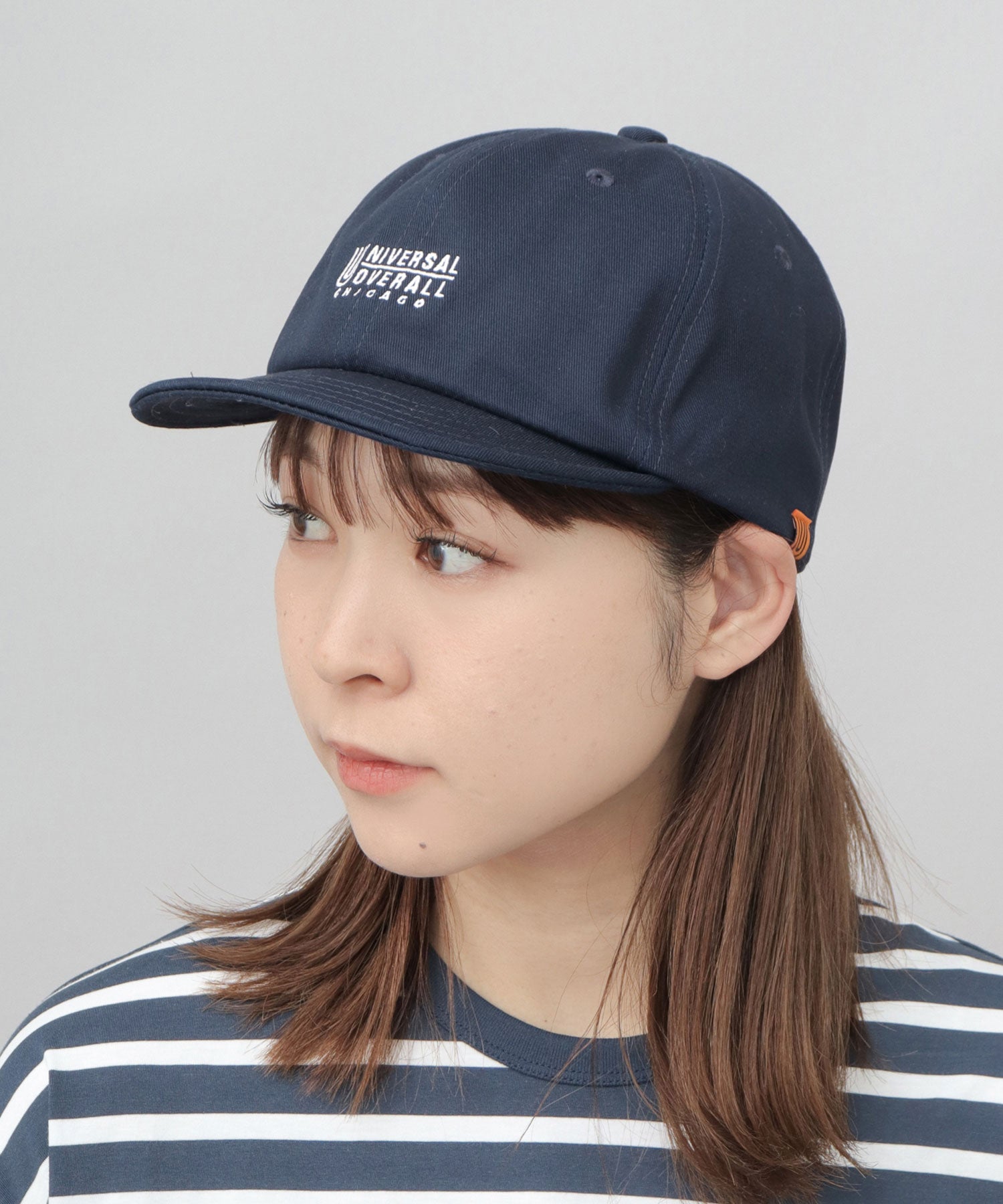 ユニバーサルオーバーオール UNIVERSAL OVERALL ロゴ刺繍 コットン ショートバイザーキャップ ショートブリム アンパイアキャップ （ダークグリーン） ダークグリーン