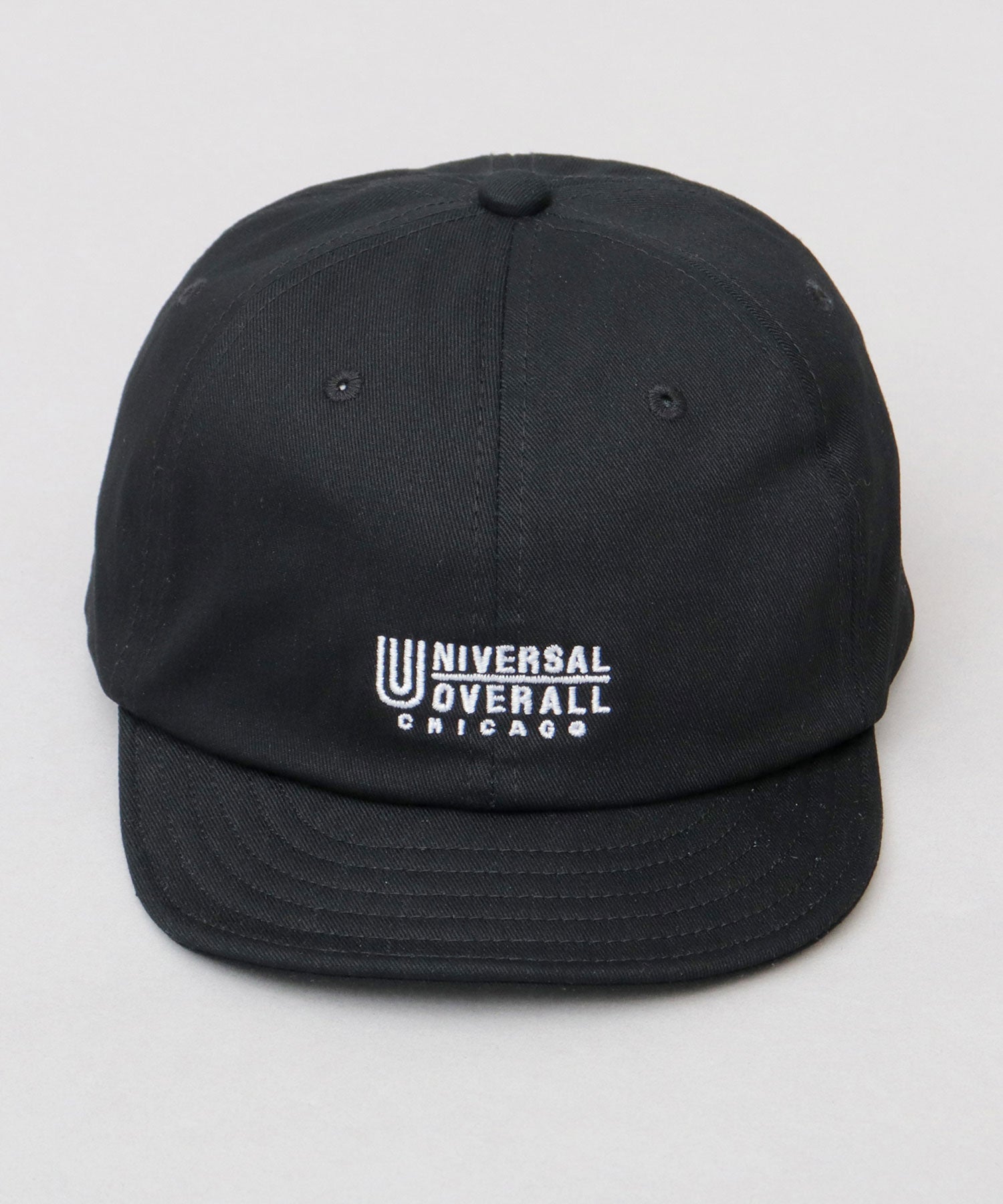 ユニバーサルオーバーオール UNIVERSAL OVERALL ロゴ刺繍 コットン ショートバイザーキャップ ショートブリム アンパイアキャップ （ダークグリーン） ダークグリーン