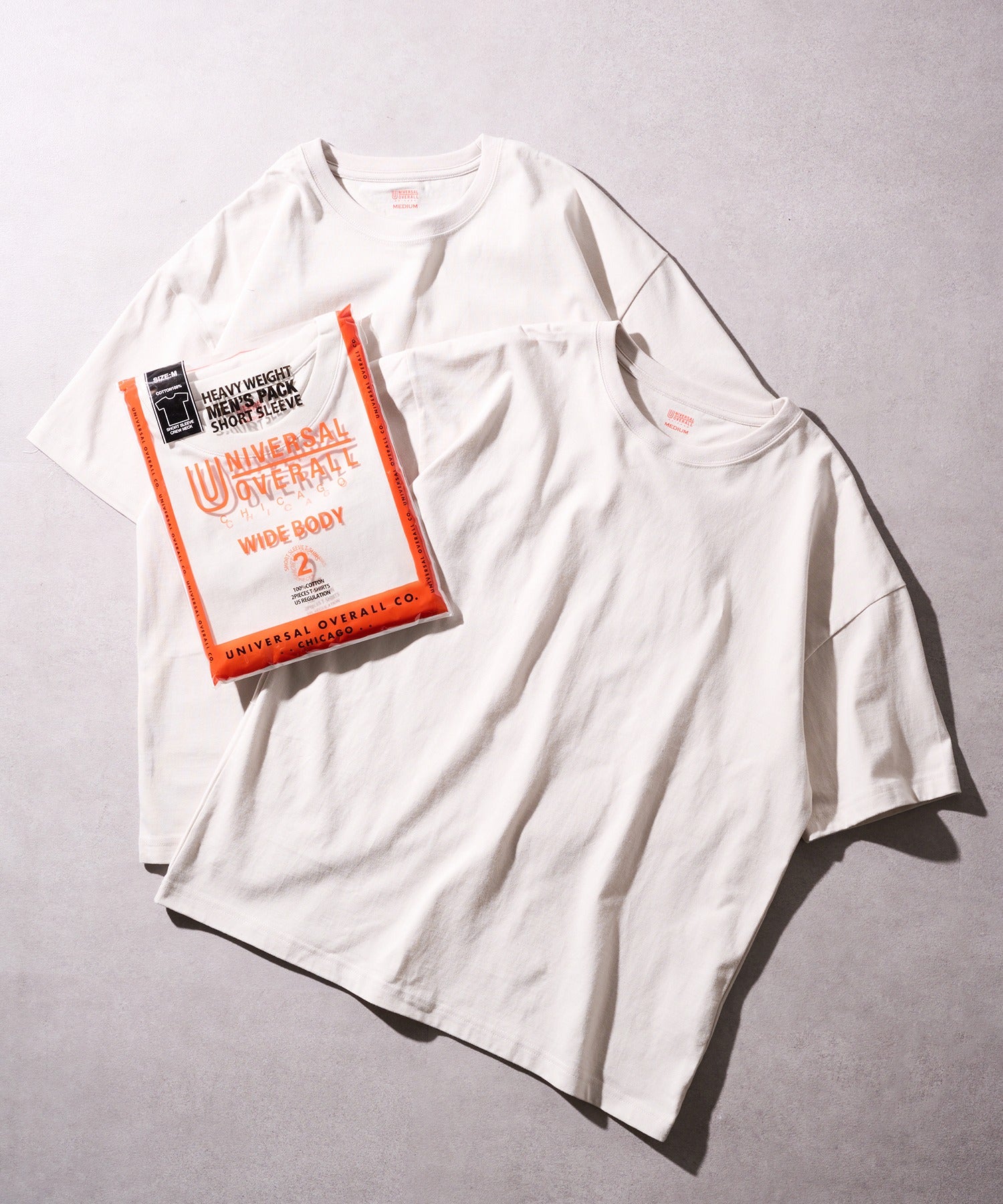 ユニバーサルオーバーオール UNIVERSAL OVERALL 【UNIVERSAL OVERALL】UO 2PパックワイドヘビーウェイトショートスリーブTEE UVOP-002B （グレー） グレー
