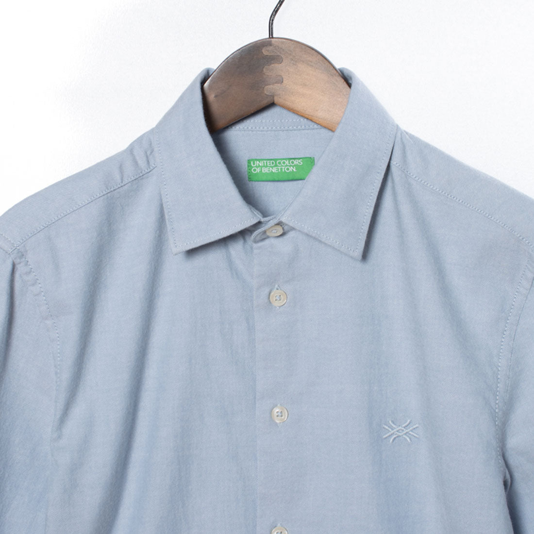 聯合顏色本尼頓 UNITED COLORS OF BENETTON. 標誌刺繡棉質長袖襯衫