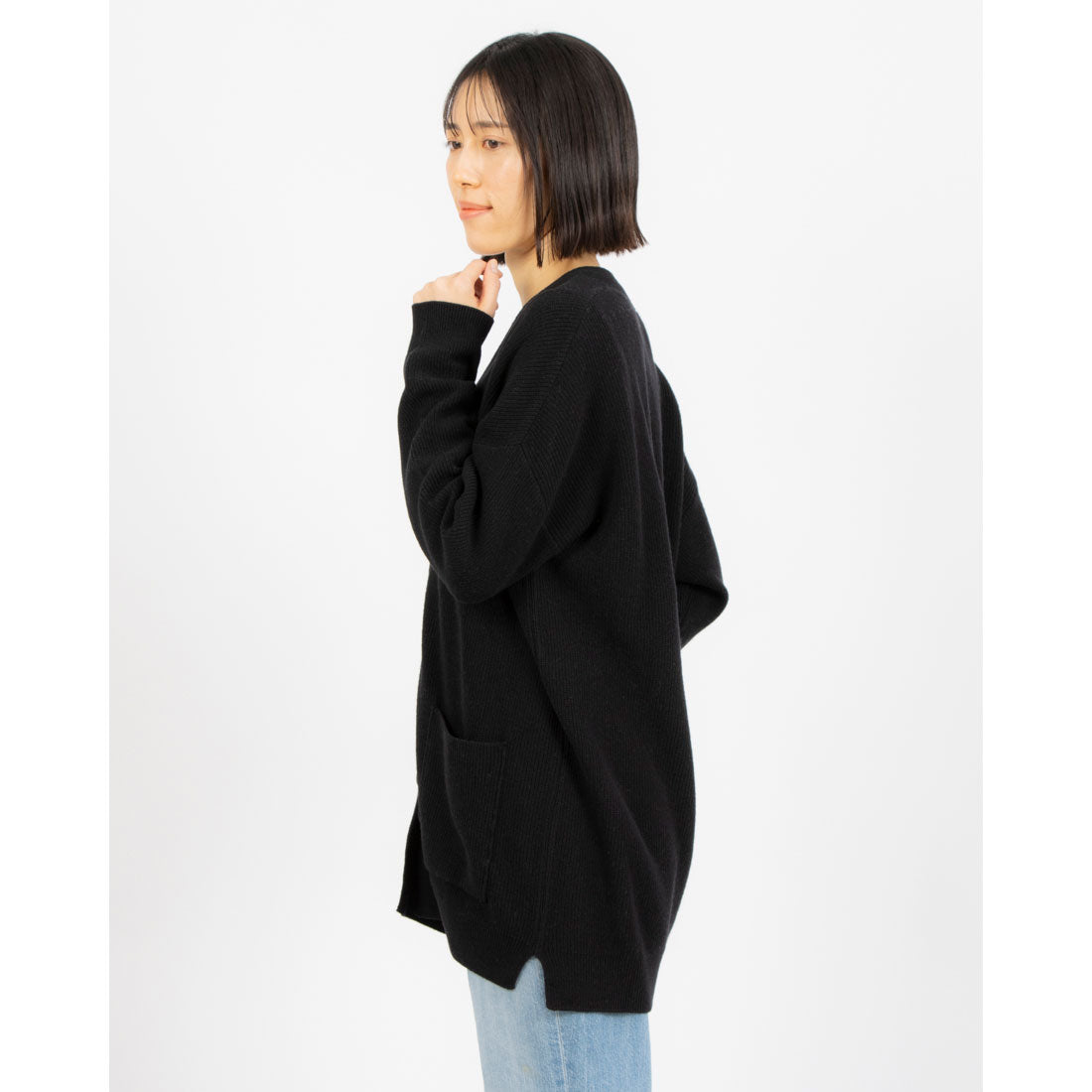 United Colors of Benetton UNITED COLORS OF BENETTON. Pocketed V-neck ribbed oversized cardigan