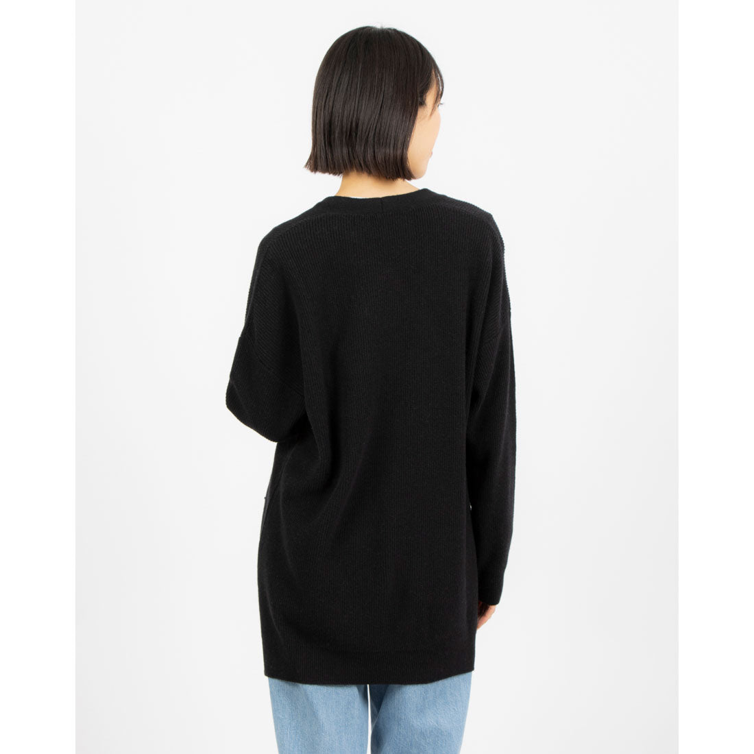United Colors of Benetton UNITED COLORS OF BENETTON. Pocketed V-neck ribbed oversized cardigan