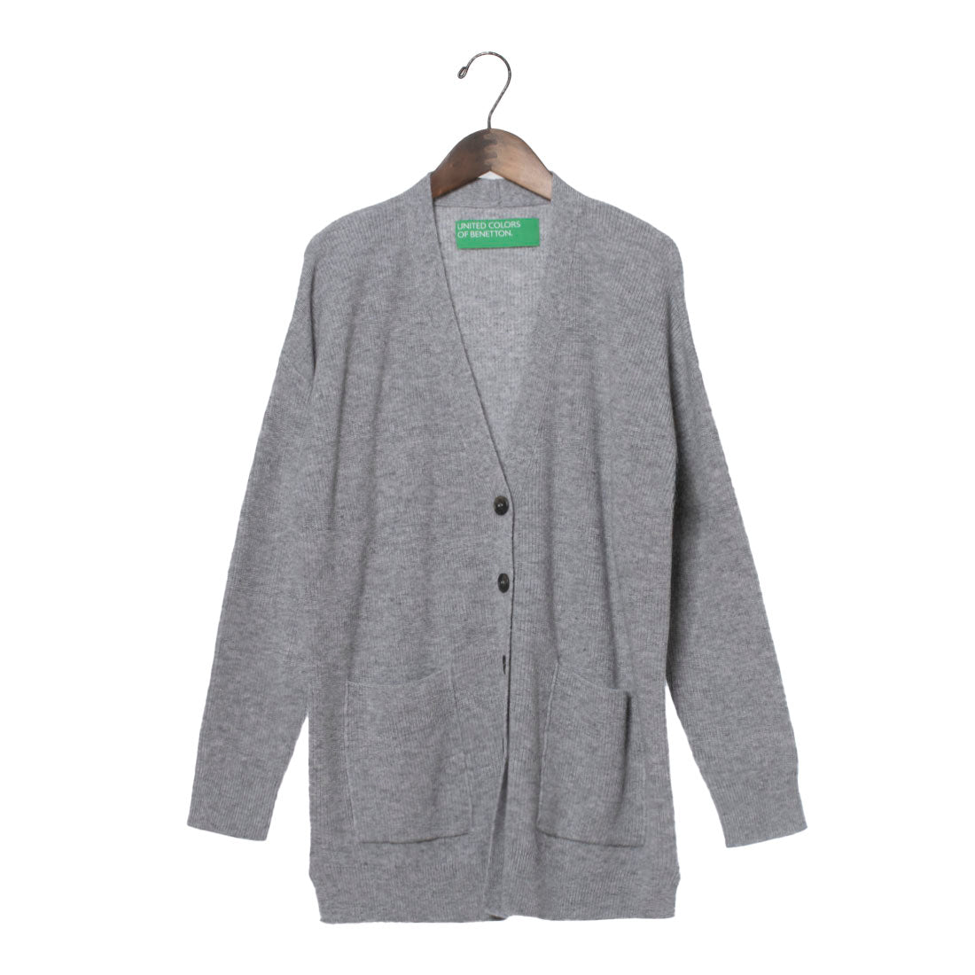 United Colors of Benetton UNITED COLORS OF BENETTON. Pocketed V-neck ribbed oversized cardigan