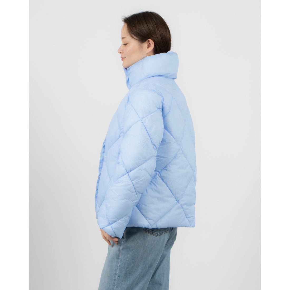 United Colors of Benetton. Big Stand Collar Quilted Mid-Length Jacket