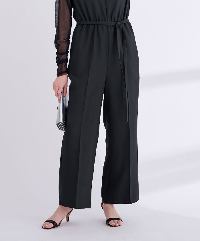 ユアーズ ur's リネンライクヘンリーネックオールインワン （アップルグリーン） アップルグリーン