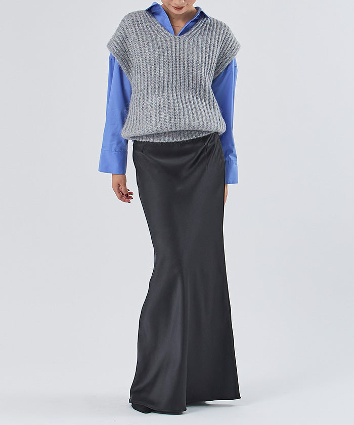 ユアーズ ur's ラメVネックニットベスト （ブラック） ブラック