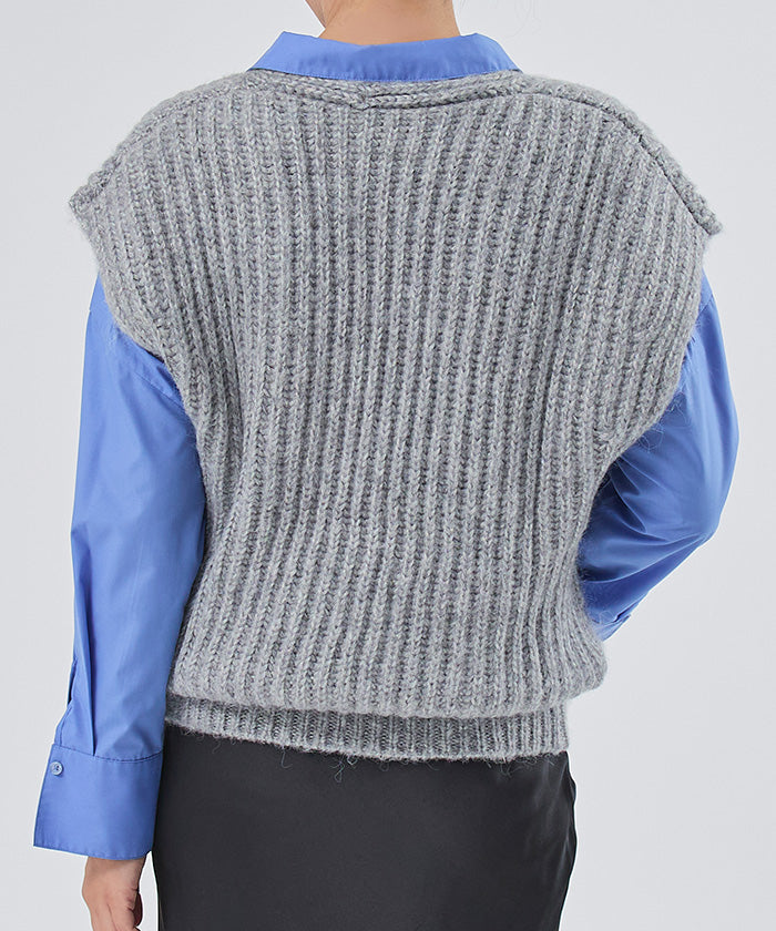 ユアーズ ur's ラメVネックニットベスト （ブラック） ブラック