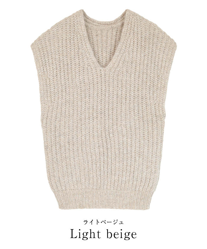 ユアーズ ur's ラメVネックニットベスト （ブラック） ブラック