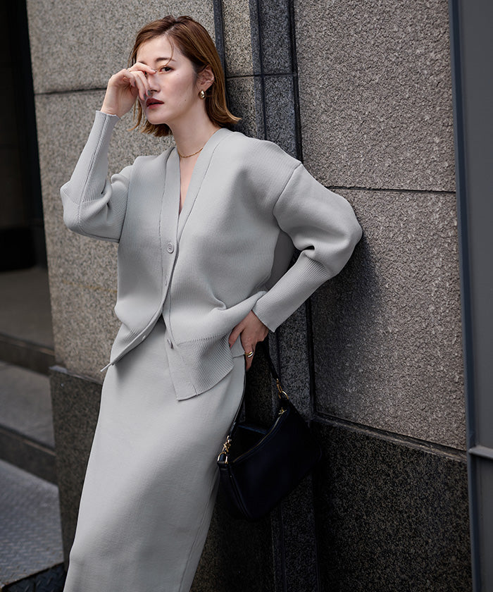 ユアーズ ur's スポンディッシュVネックニットカーディガン （ライトグレー） ライトグレー