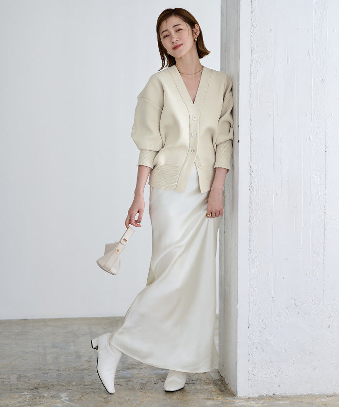 ユアーズ ur's スポンディッシュVネックニットカーディガン （ライトグレー） ライトグレー