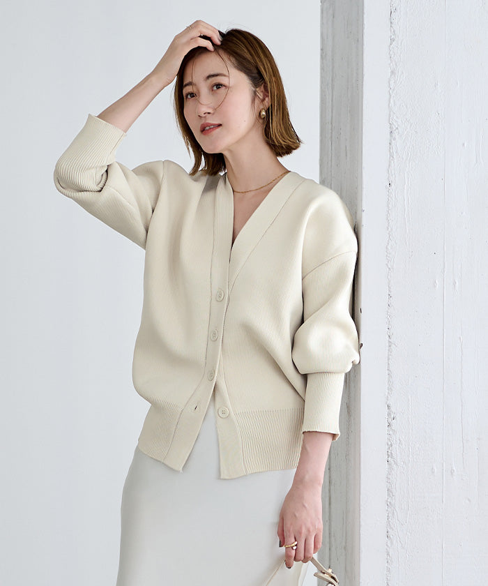 ユアーズ ur's スポンディッシュVネックニットカーディガン （アイボリー） アイボリー