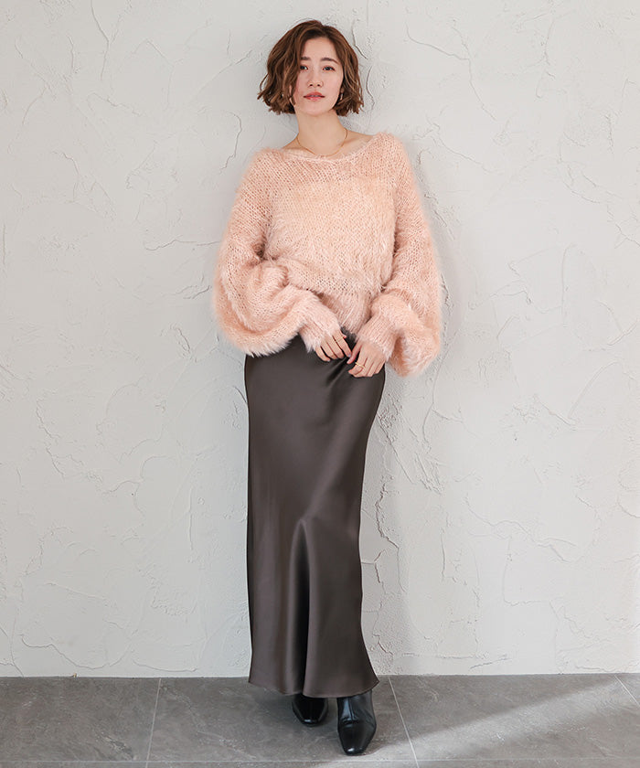 ユアーズ ur's Vネックオーバーサイズシアーローゲージニット （ホワイト） ホワイト