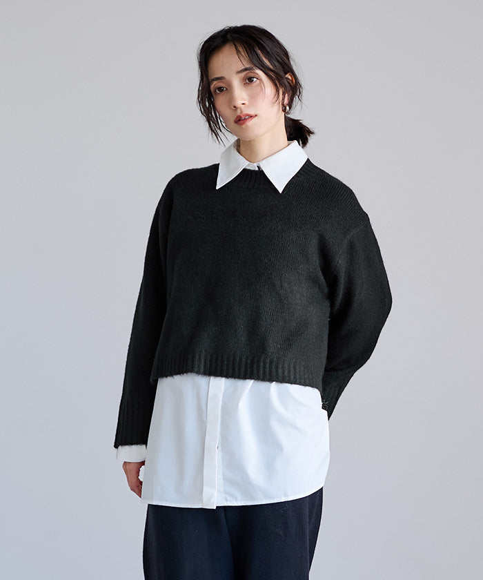 ユアーズ ur's クルーネッククロップドオーバーサイズニット （ベージュ） ベージュ