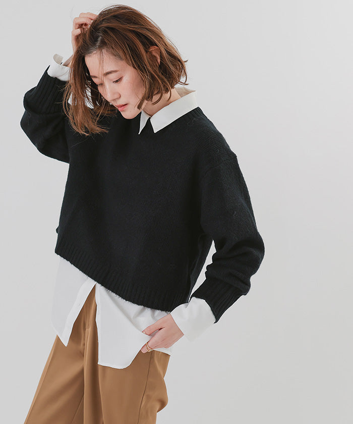 ユアーズ ur's クルーネッククロップドオーバーサイズニット （ベージュ） ベージュ