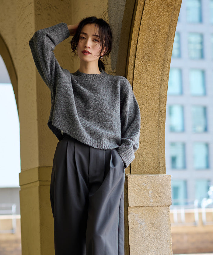 ユアーズ ur's クルーネッククロップドオーバーサイズニット （ベージュ） ベージュ