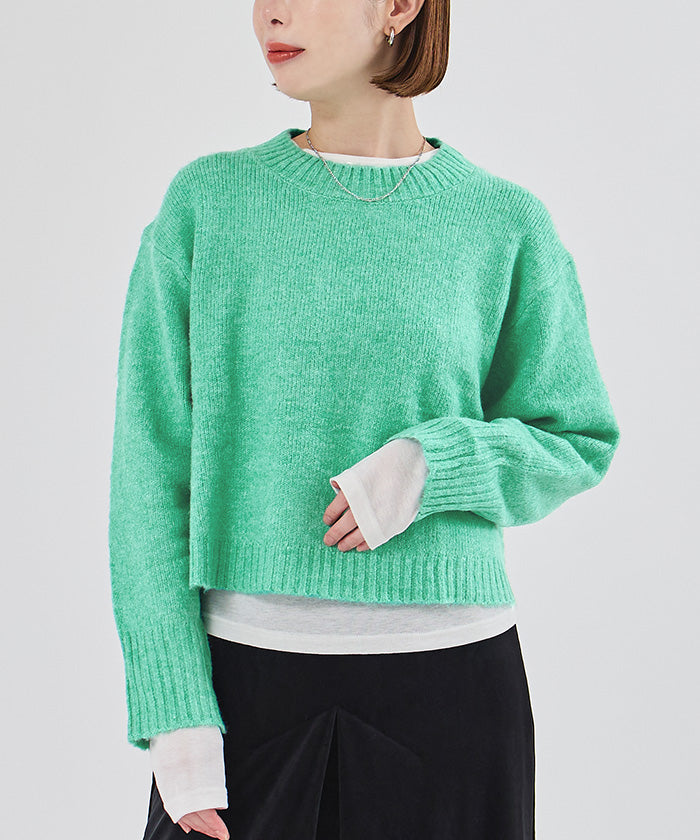 ユアーズ ur's クルーネッククロップドオーバーサイズニット （ベージュ） ベージュ