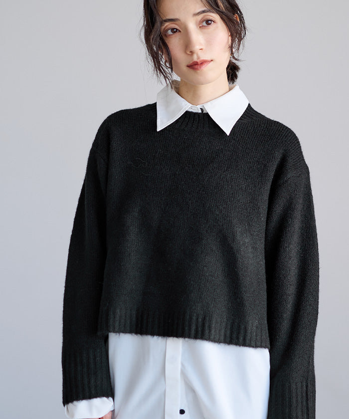 ユアーズ ur's クルーネッククロップドオーバーサイズニット （ベージュ） ベージュ