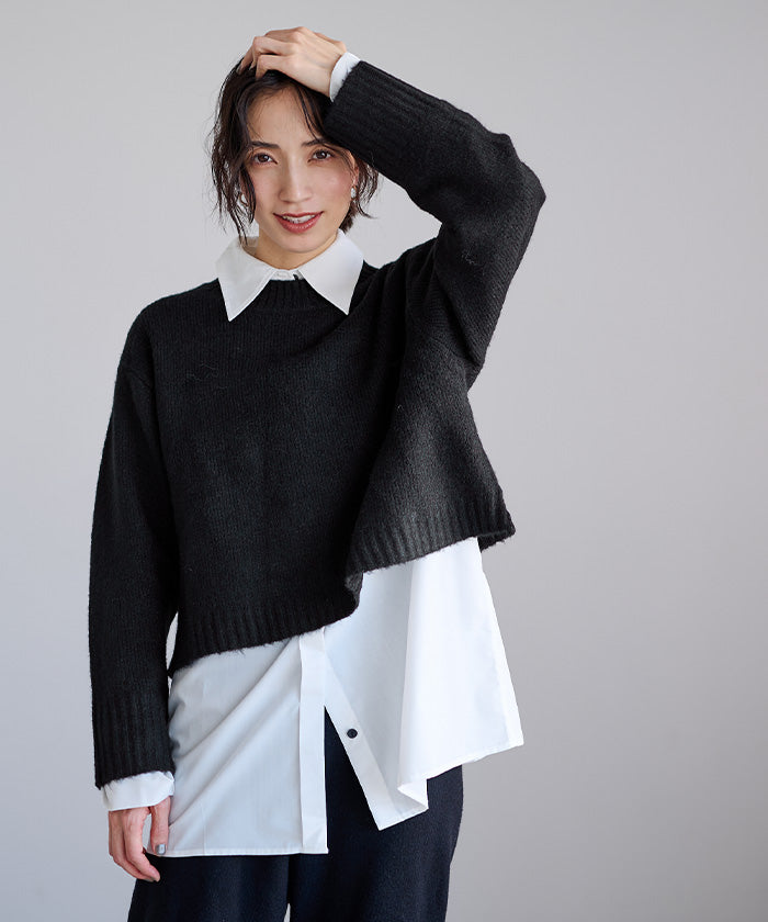 ユアーズ ur's クルーネッククロップドオーバーサイズニット （ベージュ） ベージュ