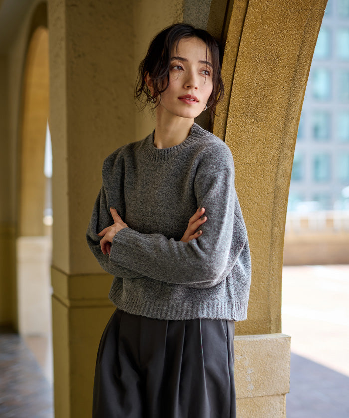 ユアーズ ur's クルーネッククロップドオーバーサイズニット （ベージュ） ベージュ