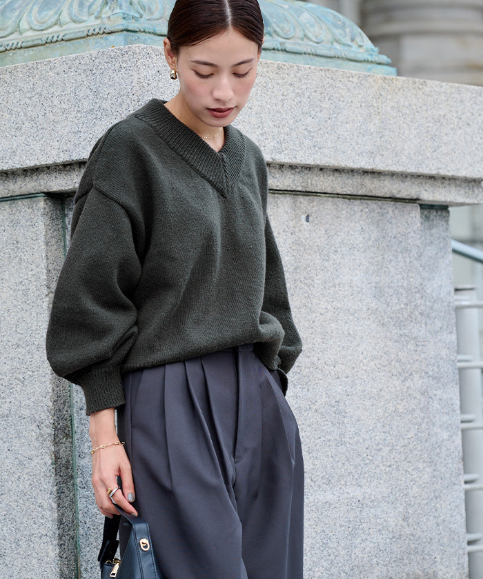 ユアーズ ur's Vネックラグランニットプルオーバー