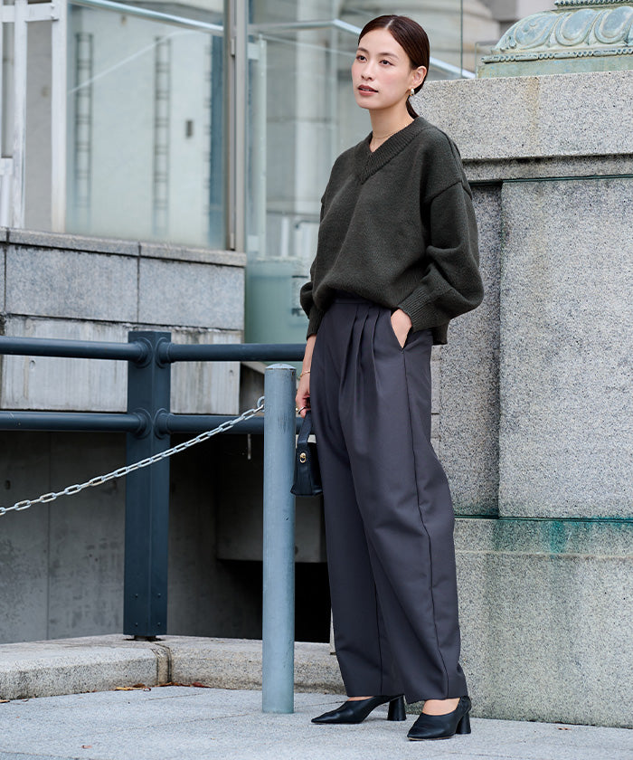 ユアーズ ur's Vネックラグランニットプルオーバー