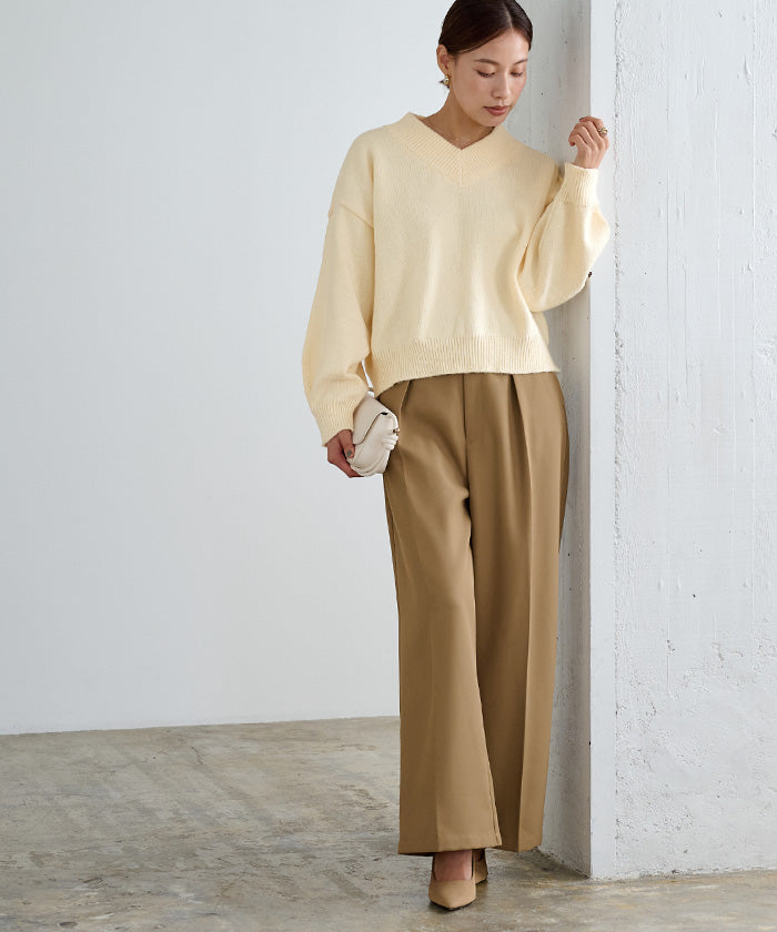 ユアーズ ur's Vネックラグランニットプルオーバー