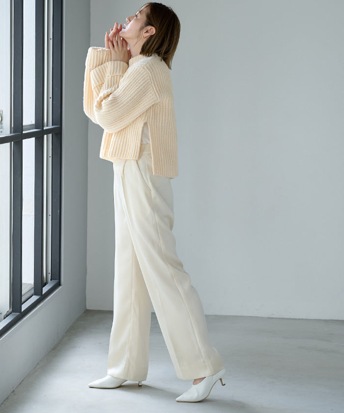 ユアーズ ur's クルーネックダブルカフスワイドニット