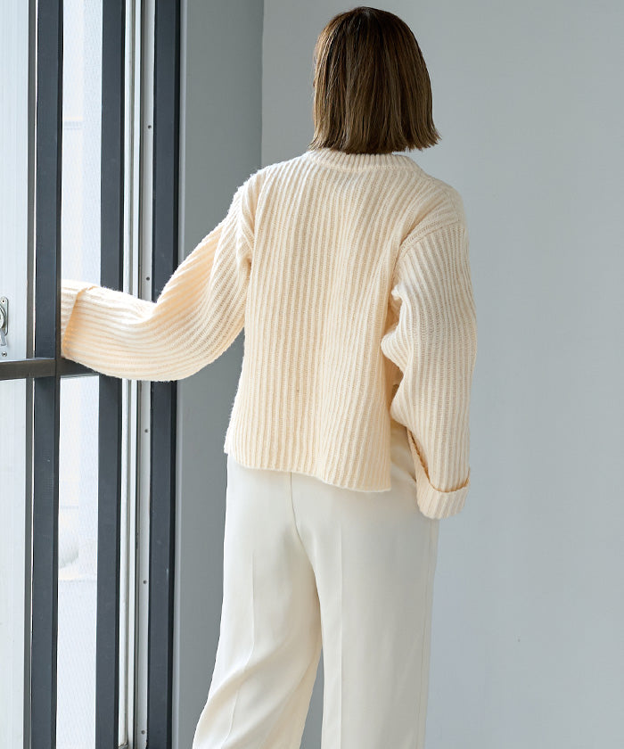 ユアーズ ur's クルーネックダブルカフスワイドニット