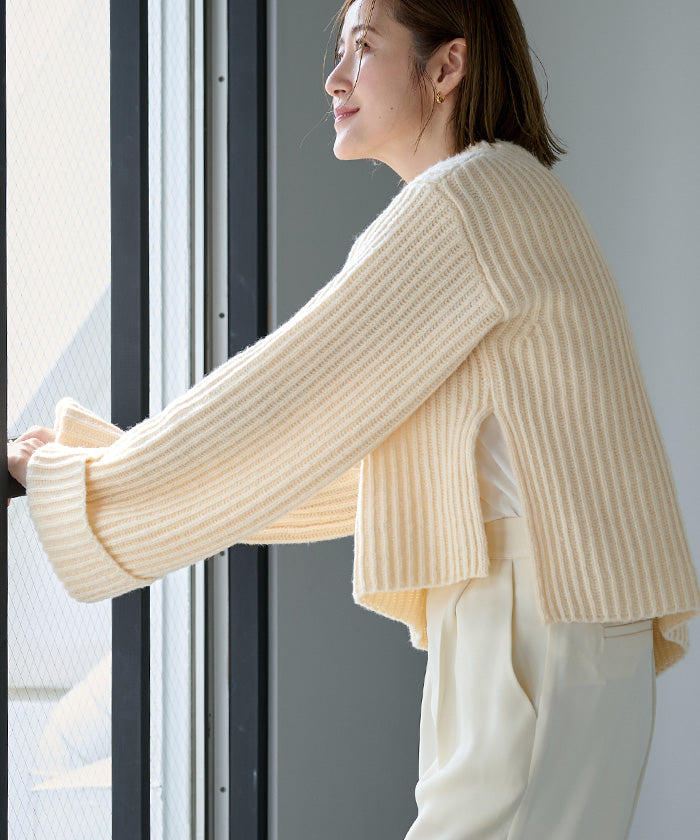 ユアーズ ur's クルーネックダブルカフスワイドニット