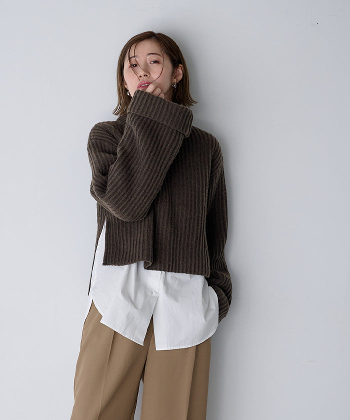 ユアーズ ur's クルーネックダブルカフスワイドニット