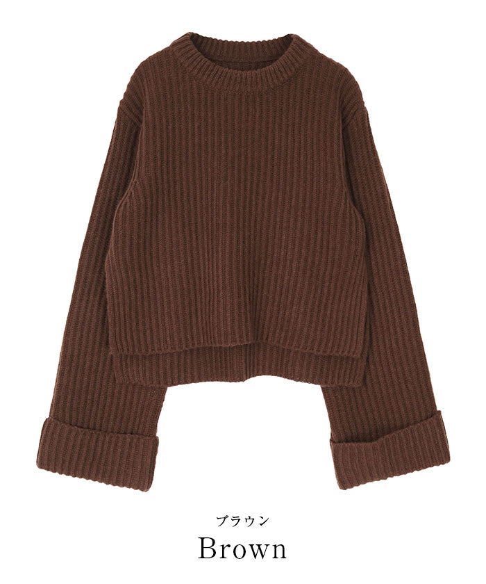 ユアーズ ur's クルーネックダブルカフスワイドニット