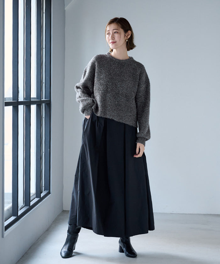 ユアーズ ur's ガラスヤーンショートクルーネックニット