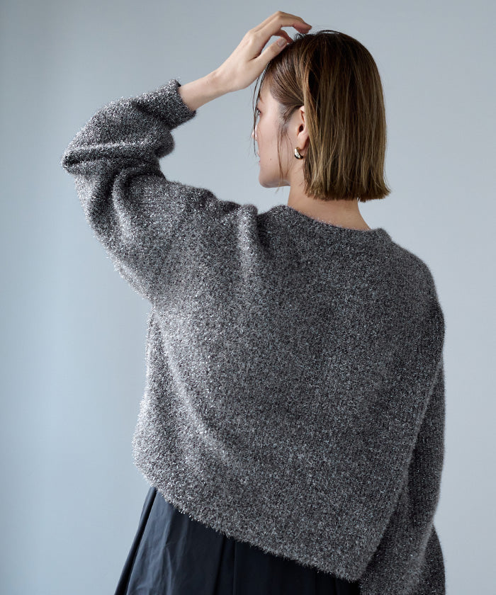 ユアーズ ur's ガラスヤーンショートクルーネックニット