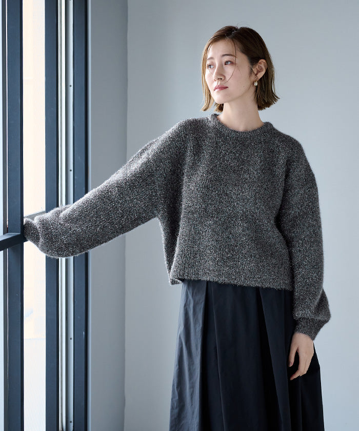 ユアーズ ur's ガラスヤーンショートクルーネックニット