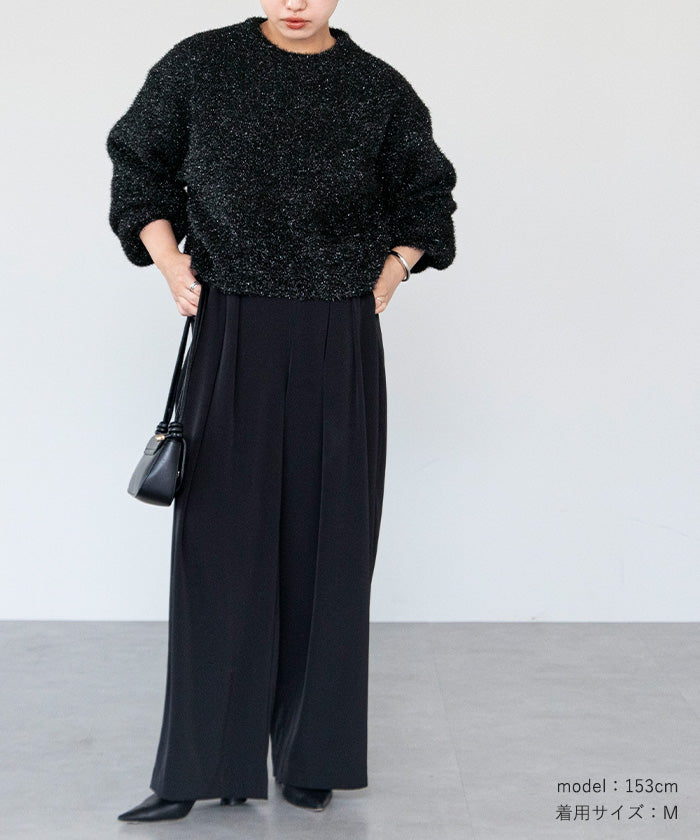 ユアーズ ur's ガラスヤーンショートクルーネックニット