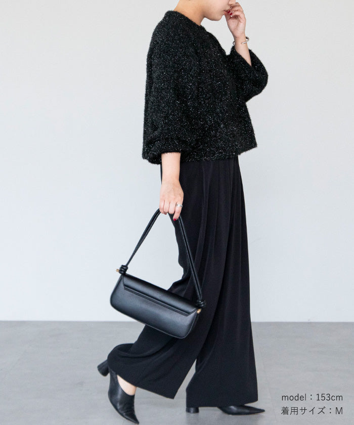 ユアーズ ur's ガラスヤーンショートクルーネックニット