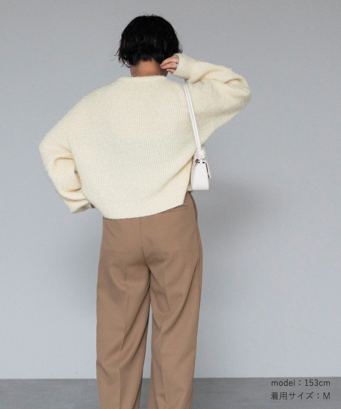 ユアーズ ur's ガラスヤーンショートクルーネックニット