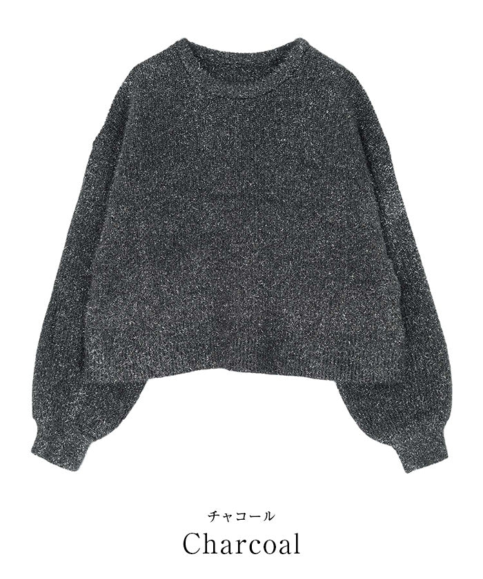 ユアーズ ur's ガラスヤーンショートクルーネックニット