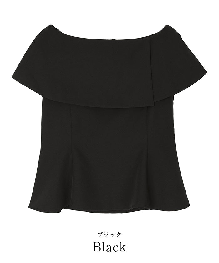 ユアーズ ur's ケープデザインペプラムトップス （ブラック） ブラック