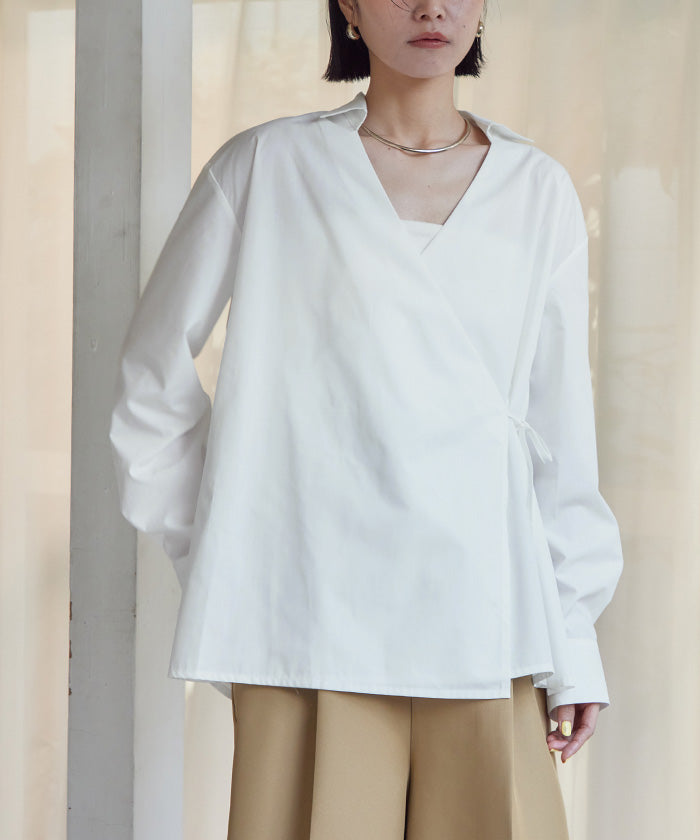 ユアーズ ur's スキッパーラップシャツ （ダークネイビー） ダークネイビー