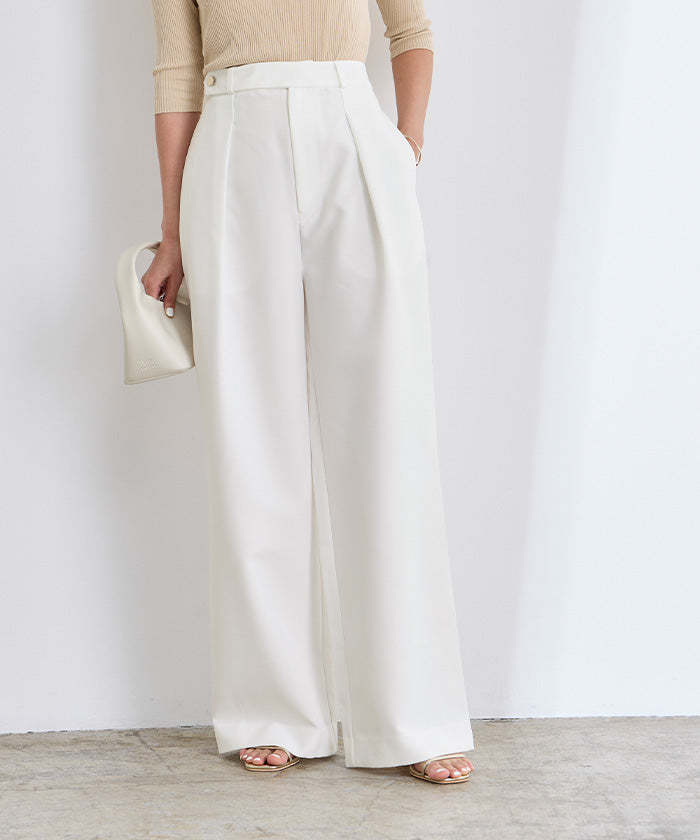 ユアーズ ur's belt design one tuck wide pants