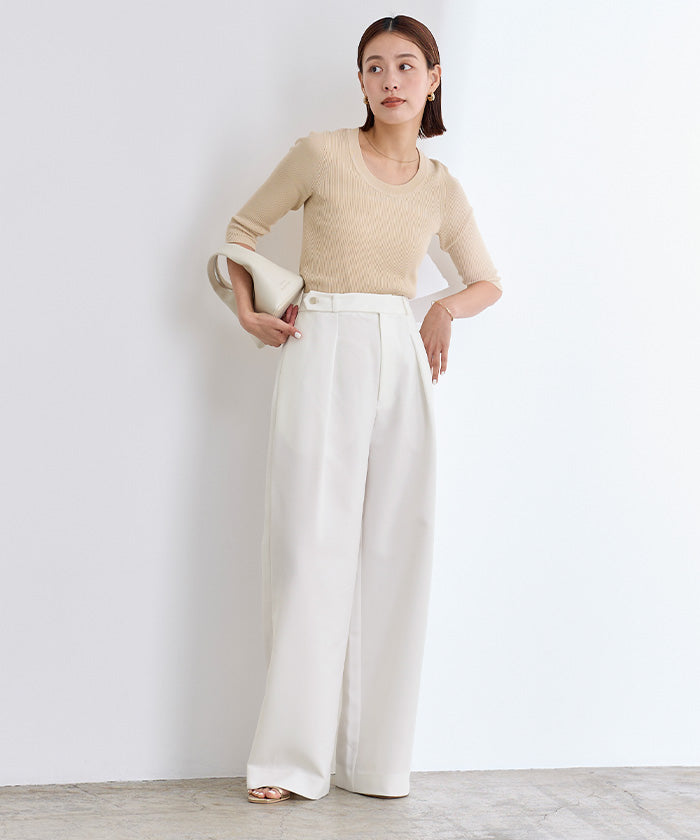 ユアーズ ur's belt design one tuck wide pants