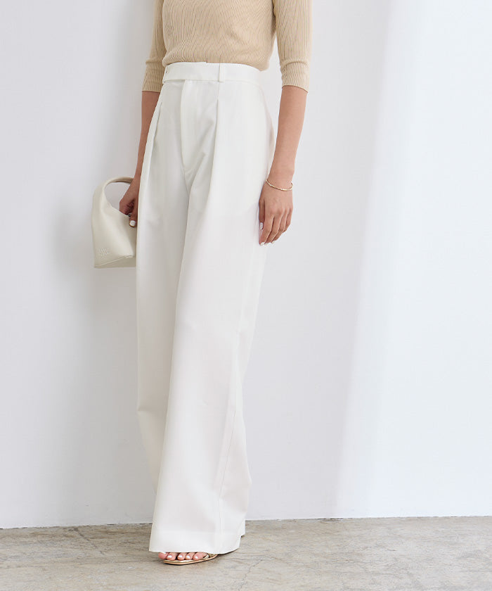 ユアーズ ur's belt design one tuck wide pants