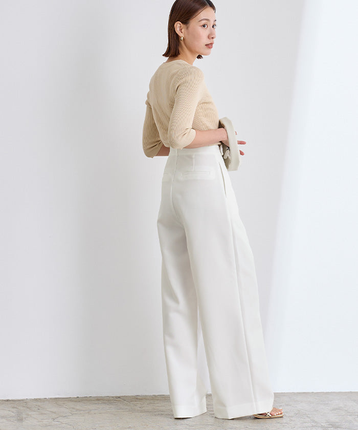 ユアーズ ur's belt design one tuck wide pants
